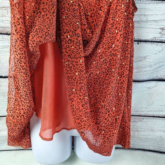 Umgee USA Women’s Small Leopard Print Spaghetti Strap Tank Top Red Gold Metallic - Picture 3 of 8